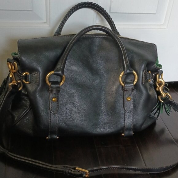 12 in by 15 in Black leather Pebble Grain Dooney & Bourke Satchel handbag